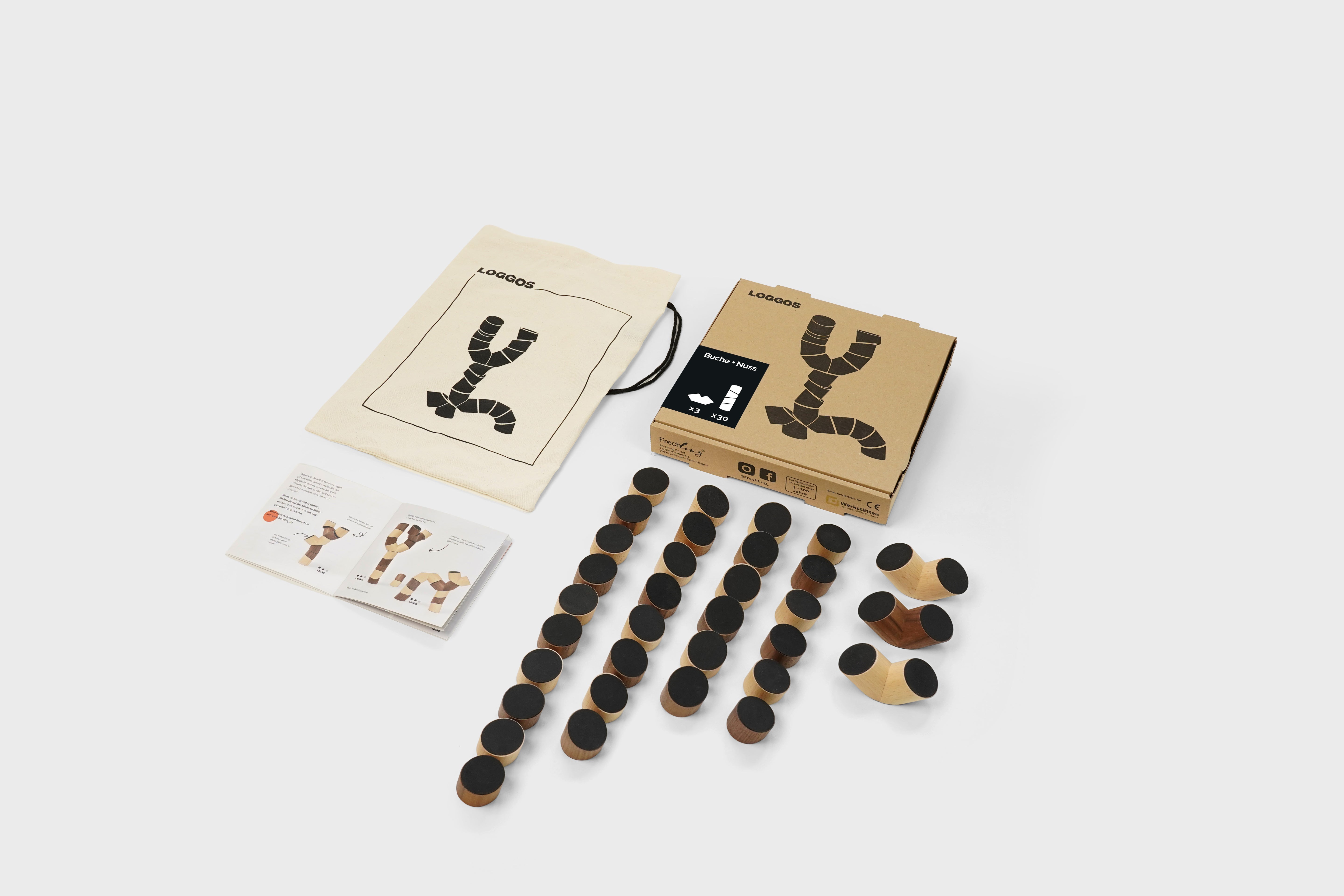 Loggos – verrückte Holz-Bausteine für klein und groß (M- und L-Set)