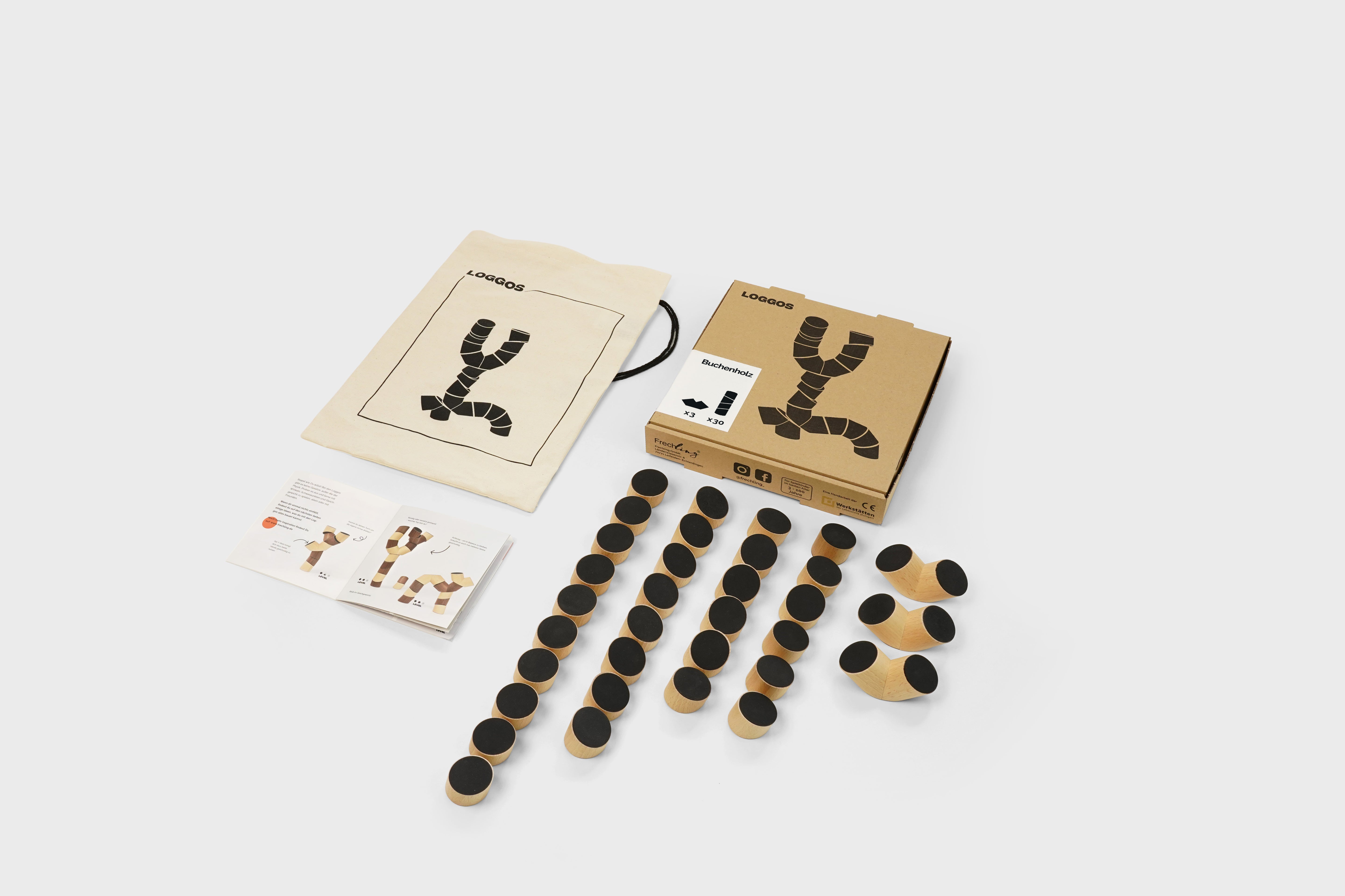 Loggos – verrückte Holz-Bausteine für klein und groß (M- und L-Set)